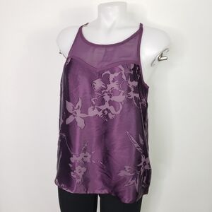 AEO plum purple floral silly high neck tank